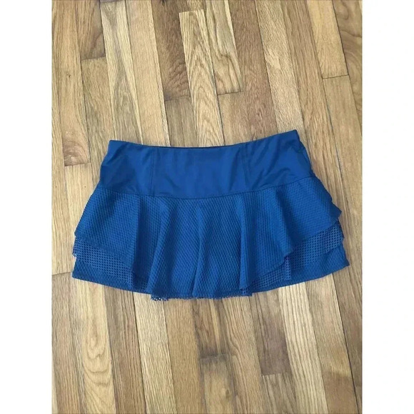 Lucky In Love Women’s Tiered Tennis Skirt BLUE Size L (12) - Picture 6 of 6